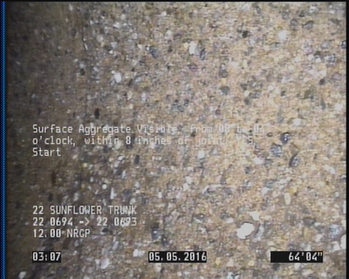 Surface Aggregate Visible, from 08 to 04 o'clock, within 8 inches of joint: YES, Start