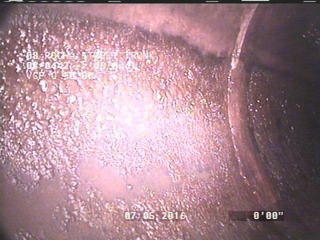 Deposits Attached Grease, 5 %of cross sectional area, from 08 to 04 o'clock, , within 8 inches of joint: YES, Start