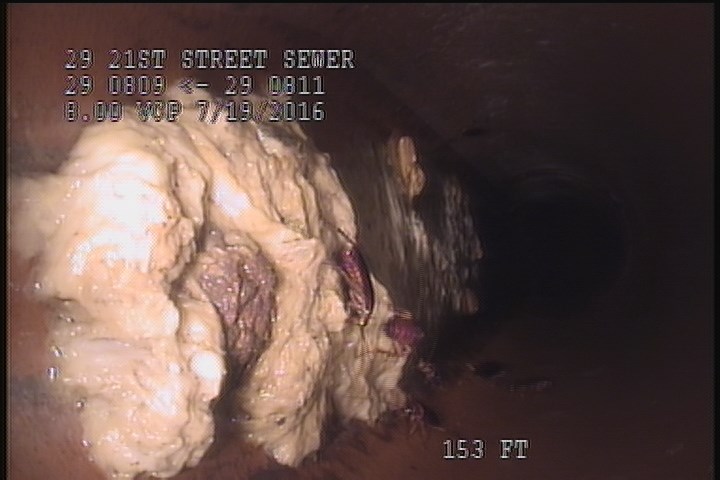 Deposits Attached Grease, 10 %of cross sectional area, from 05 to 07 o'clock, , within 8 inches of joint: YES, Start