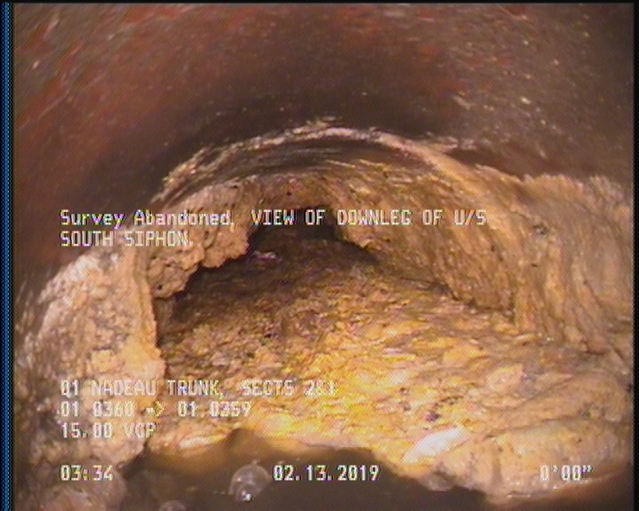 Survey Abandoned - VIEW OF DOWNLEG OF U/S SOUTH SIPHON.