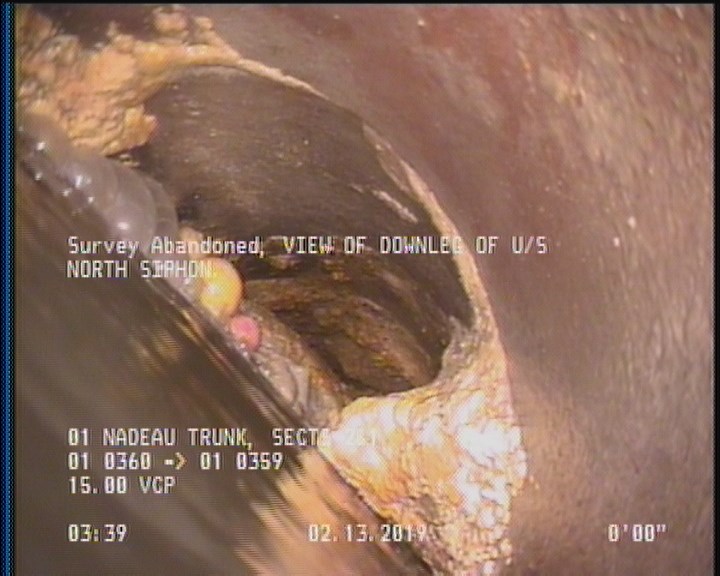 Survey Abandoned - VIEW OF DOWNLEG OF U/S NORTH SIPHON.