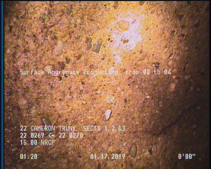 Surface Aggregate Projecting, from 08 to 04 o'clock, within 8 inches of joint: YES, Start