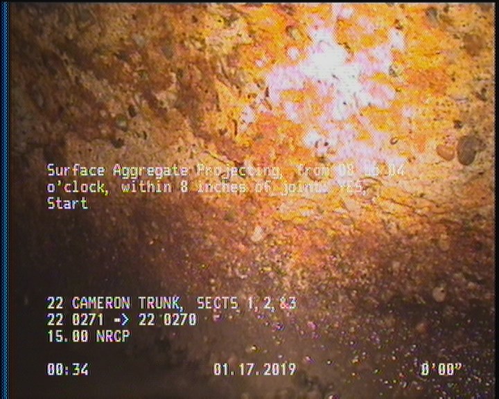 Surface Aggregate Projecting, from 08 to 04 o'clock, within 8 inches of joint: YES, Start