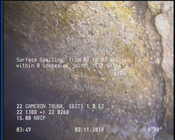 Surface Spalling, from 09 to 03 o'clock, within 8 inches of joint: YES, Start