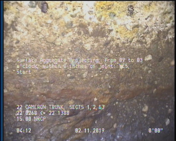 Surface Aggregate Projecting, from 09 to 03 o'clock, within 8 inches of joint: YES, Start