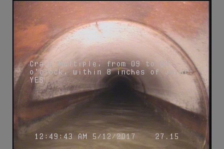 Crack Multiple, from 09 to 03 o'clock, within 8 inches of joint: YES