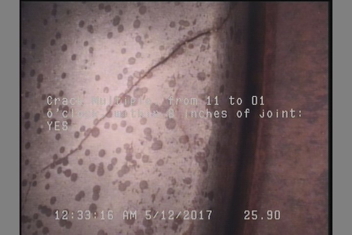 Crack Multiple, from 11 to 01 o'clock, within 8 inches of joint: YES