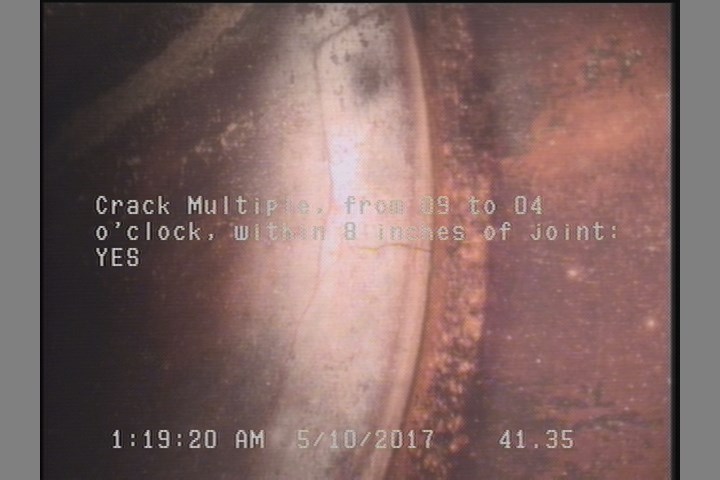 Crack Multiple, from 09 to 04 o'clock, within 8 inches of joint: YES