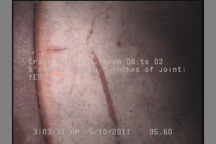 Crack Multiple, from 08 to 02 o'clock, within 8 inches of joint: YES