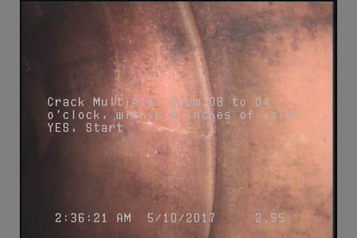 Crack Multiple, from 08 to 04 o'clock, within 8 inches of joint: YES, Start