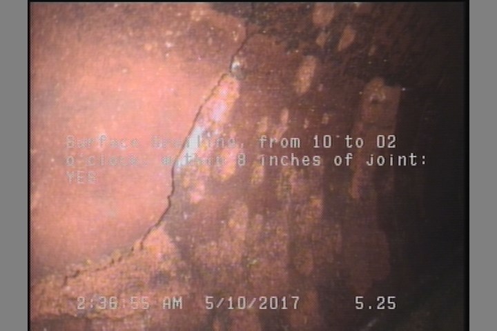 Surface Spalling, from 10 to 02 o'clock, within 8 inches of joint: YES