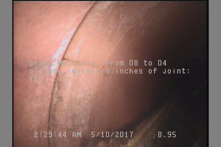 Crack Multiple, from 08 to 04 o'clock, within 8 inches of joint: YES