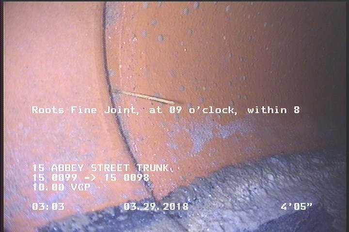 Roots Fine Joint, at 09 o'clock, within 8 inches of joint: YES