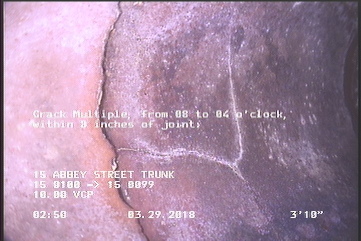 Crack Multiple, from 08 to 04 o'clock, within 8 inches of joint: YES