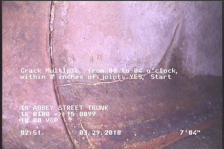 Crack Multiple, from 08 to 04 o'clock, within 8 inches of joint: YES, Start