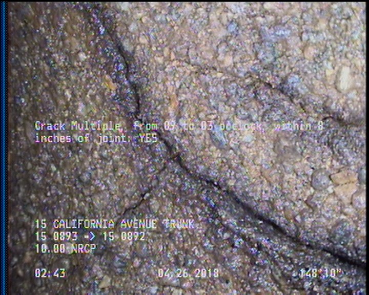 Crack Multiple, from 09 to 03 o'clock, within 8 inches of joint: YES