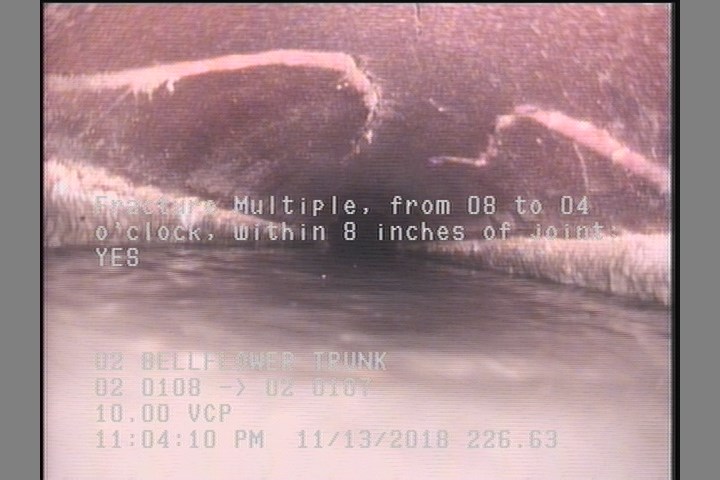 Fracture Multiple, from 08 to 04 o'clock, within 8 inches of joint: YES