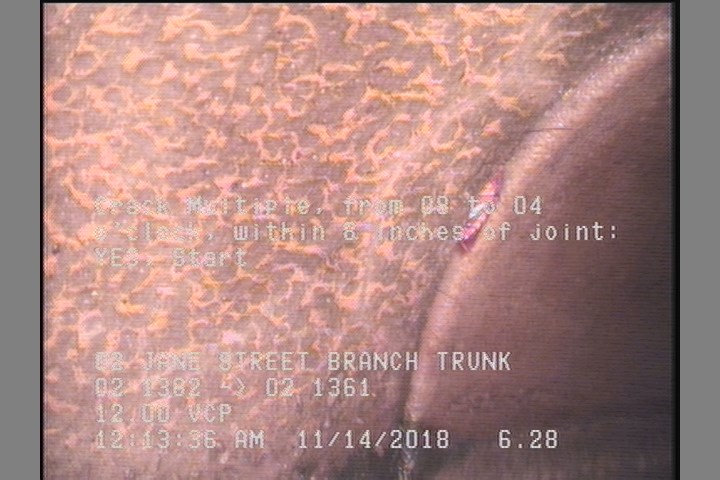 Crack Multiple, from 08 to 04 o'clock, within 8 inches of joint: YES, Start