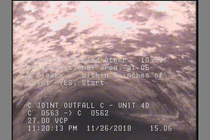 Deposits Settled Other, 10 %of cross sectional area, at 06 o'clock, , within 8 inches of joint: YES, Start
