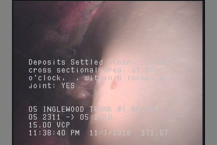 Deposits Settled Other, 5 %of cross sectional area, at 06 o'clock, , within 8 inches of joint: YES