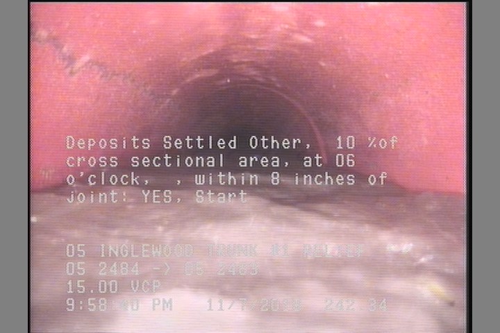 Deposits Settled Other, 10 %of cross sectional area, at 06 o'clock, , within 8 inches of joint: YES, Start