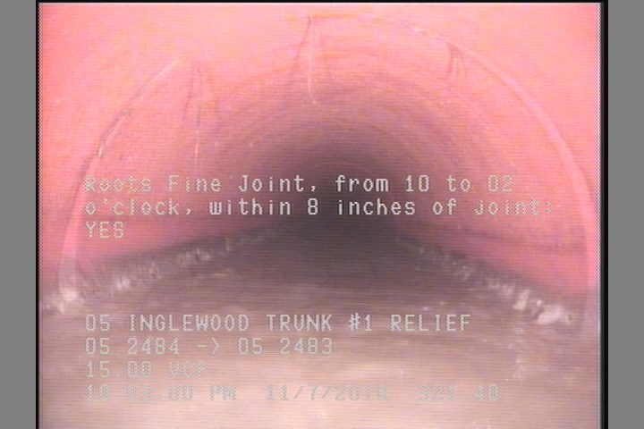 Roots Fine Joint, from 10 to 02 o'clock, within 8 inches of joint: YES
