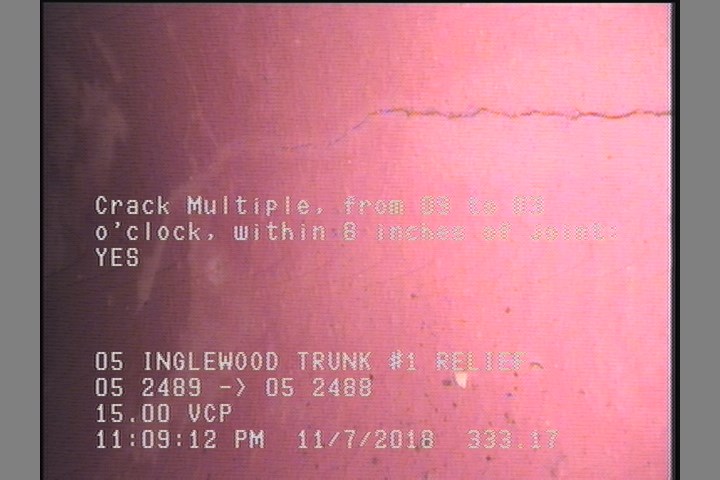 Crack Multiple, from 09 to 03 o'clock, within 8 inches of joint: YES