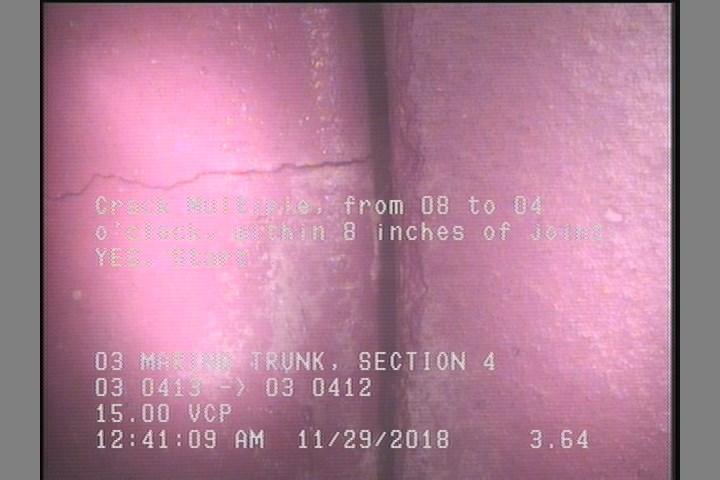 Crack Multiple, from 08 to 04 o'clock, within 8 inches of joint: YES, Start