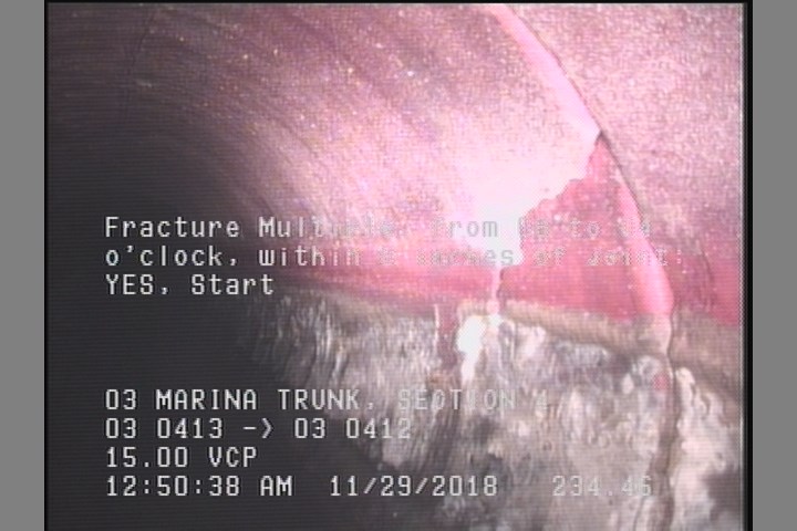 Fracture Multiple, from 08 to 04 o'clock, within 8 inches of joint: YES, Start