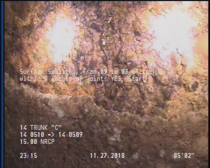 Surface Spalling, from 09 to 03 o'clock, within 8 inches of joint: YES, Start