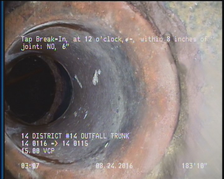 Tap Break-In, at 12 o'clock, -, within 8 inches of joint: NO, 6"
