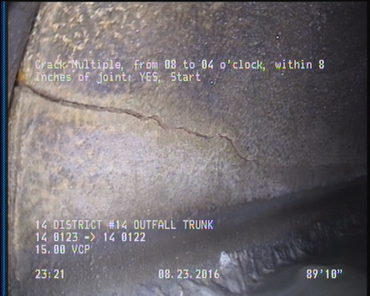 Crack Multiple, from 08 to 04 o'clock, within 8 inches of joint: YES, Start