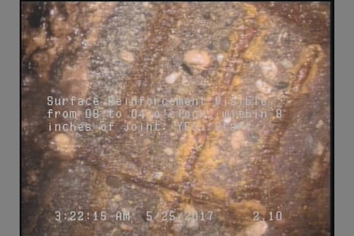 Surface Reinforcement Visible, from 08 to 04 o'clock, within 8 inches of joint: YES, Start