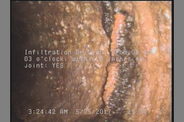 Infiltration Dripper, from 09 to 03 o'clock, within 8 inches of joint: YES