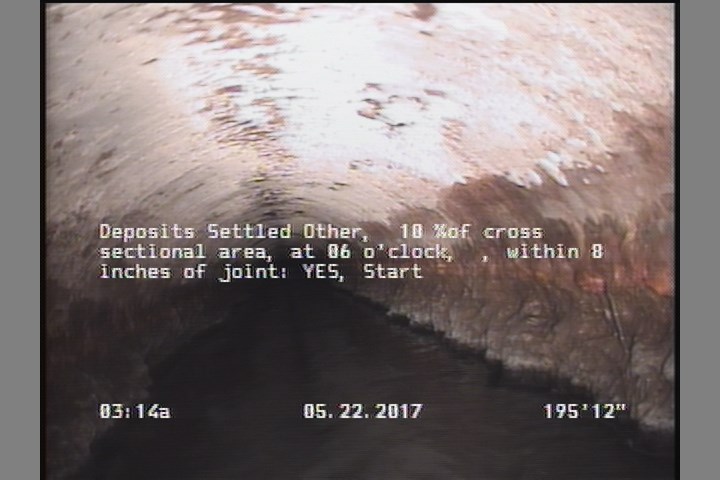Deposits Settled Other, 10 %of cross sectional area, at 06 o'clock, , within 8 inches of joint: YES, Start