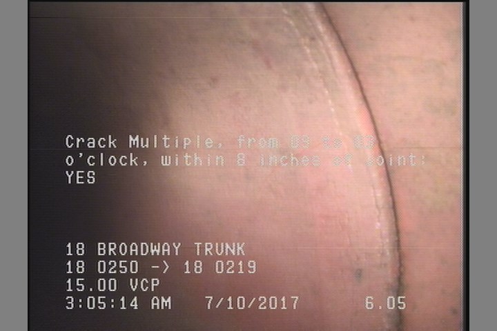 Crack Multiple, from 09 to 03 o'clock, within 8 inches of joint: YES