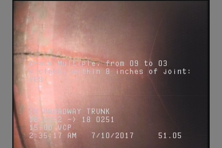 Crack Multiple, from 09 to 03 o'clock, within 8 inches of joint: YES