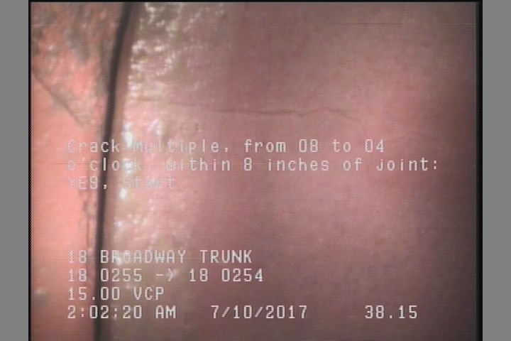Crack Multiple, from 08 to 04 o'clock, within 8 inches of joint: YES, Start
