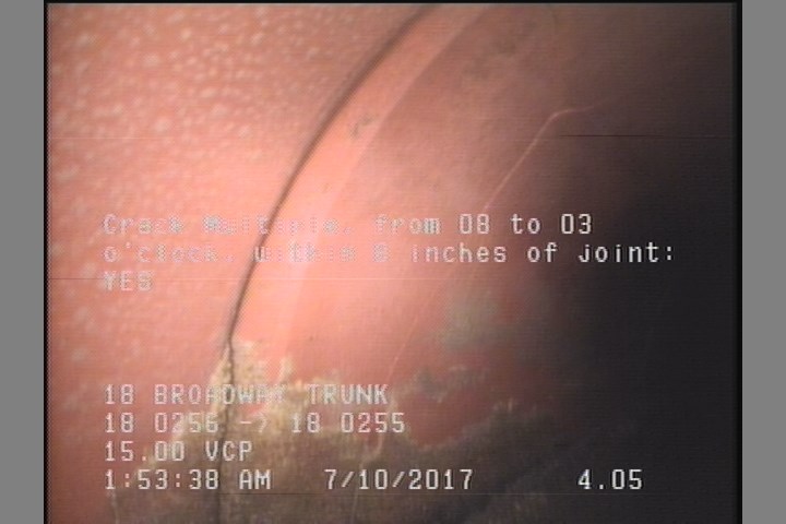 Crack Multiple, from 08 to 03 o'clock, within 8 inches of joint: YES