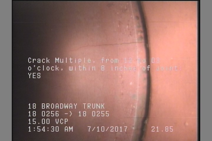 Crack Multiple, from 12 to 03 o'clock, within 8 inches of joint: YES