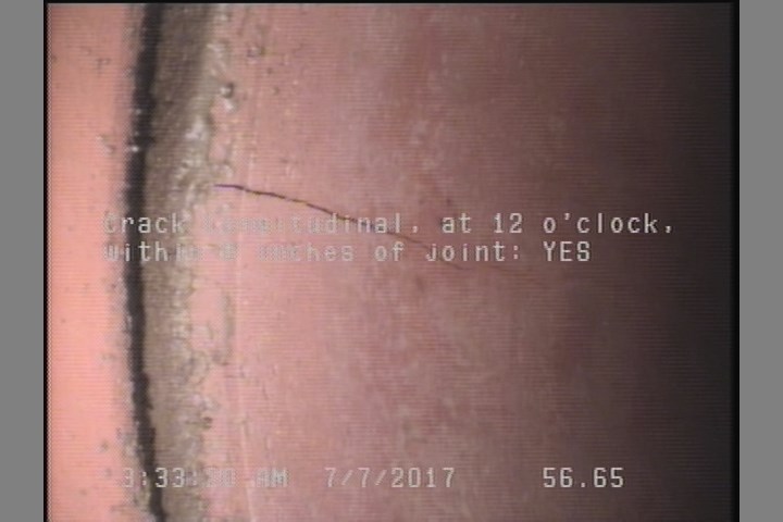 Crack Longitudinal, at 12 o'clock, within 8 inches of joint: YES