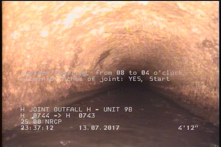 Surface Spalling, from 08 to 04 o'clock, within 8 inches of joint: YES, Start
