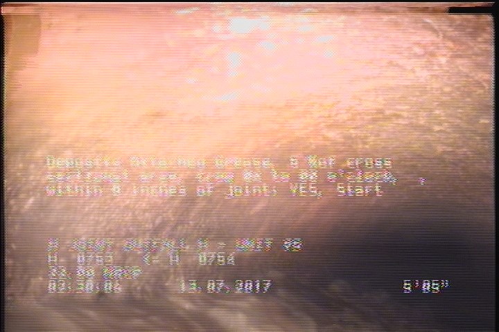 Deposits Attached Grease, 5 %of cross sectional area, from 04 to 08 o'clock, , within 8 inches of joint: YES, Start