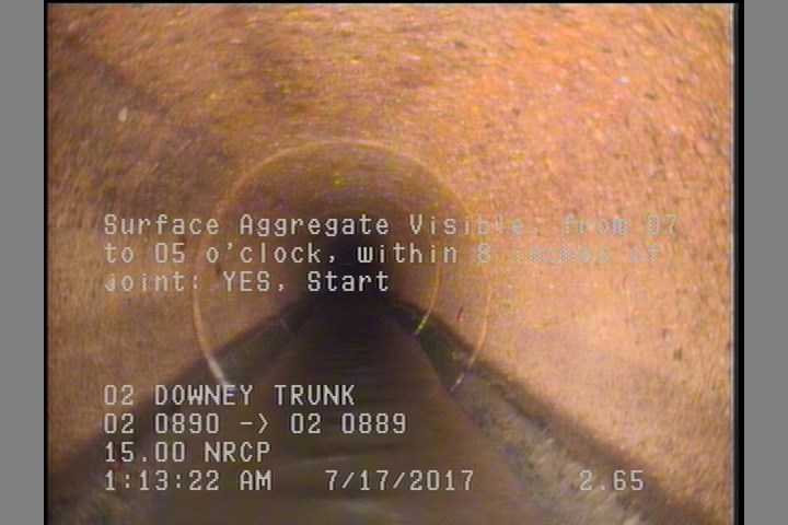Surface Aggregate Visible, from 07 to 05 o'clock, within 8 inches of joint: YES, Start