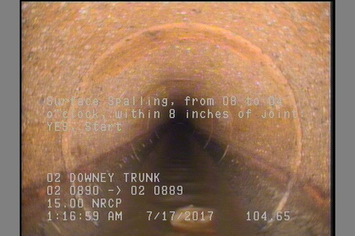 Surface Spalling, from 08 to 04 o'clock, within 8 inches of joint: YES, Start