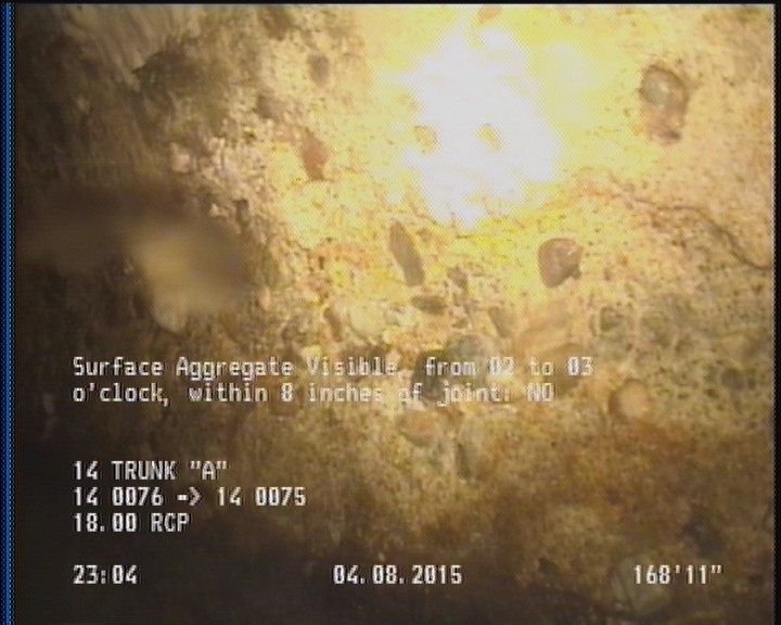 Surface Aggregate Visible, from 02 to 03 o'clock, within 8 inches of joint: NO