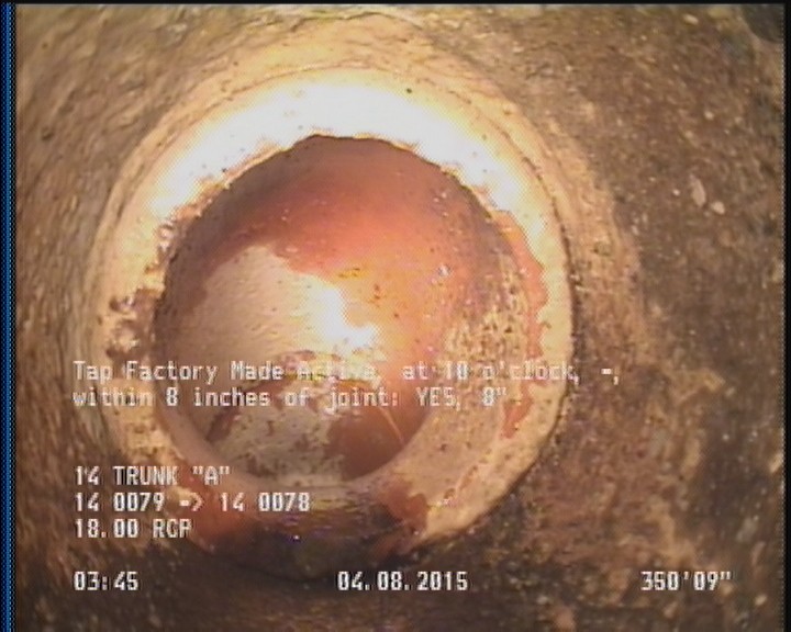 Tap Factory Made Active, at 10 o'clock, -, within 8 inches of joint: YES, 8"