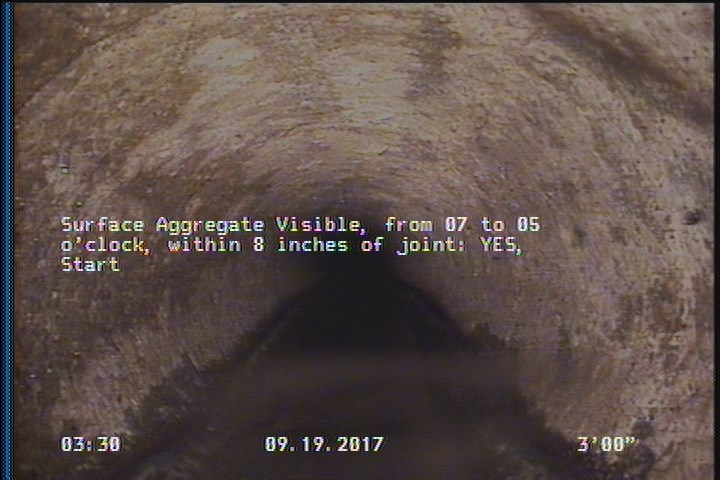Surface Aggregate Visible, from 07 to 05 o'clock, within 8 inches of joint: YES, Start