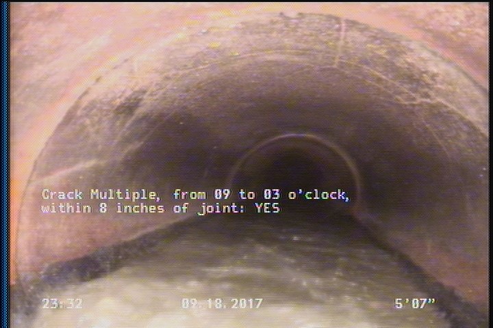 Crack Multiple, from 09 to 03 o'clock, within 8 inches of joint: YES