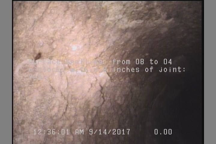 Surface Spalling, from 08 to 04 o'clock, within 8 inches of joint: YES, Start